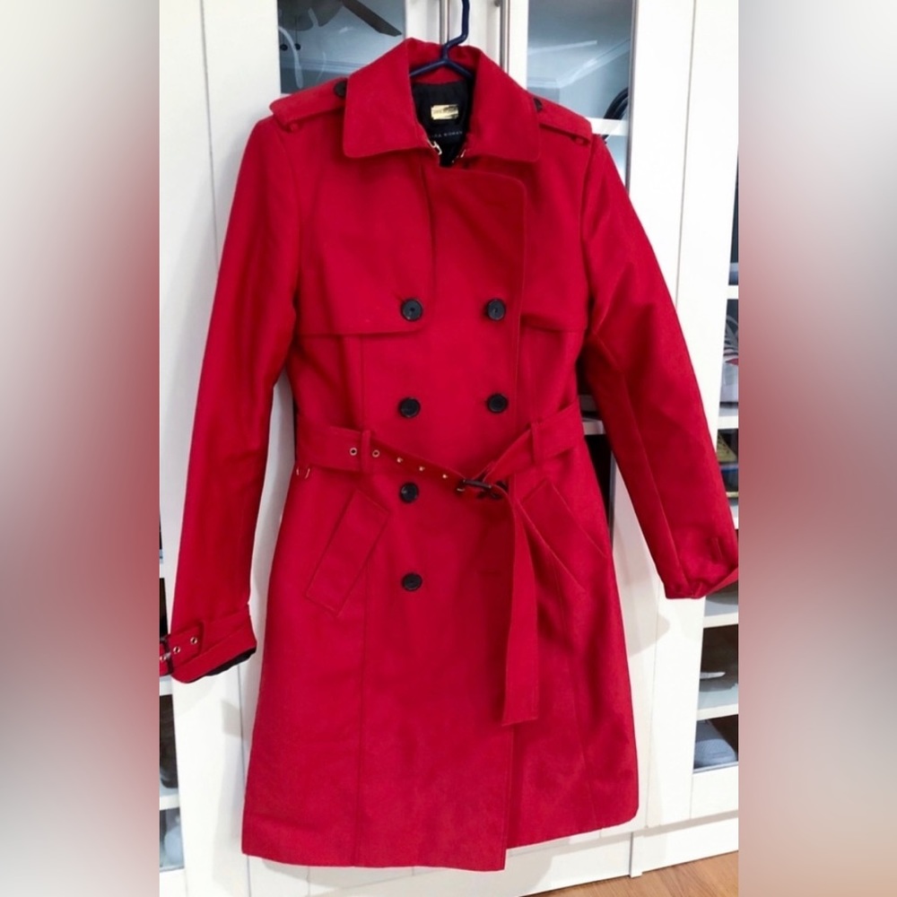 Zara woman red trench coat sz small